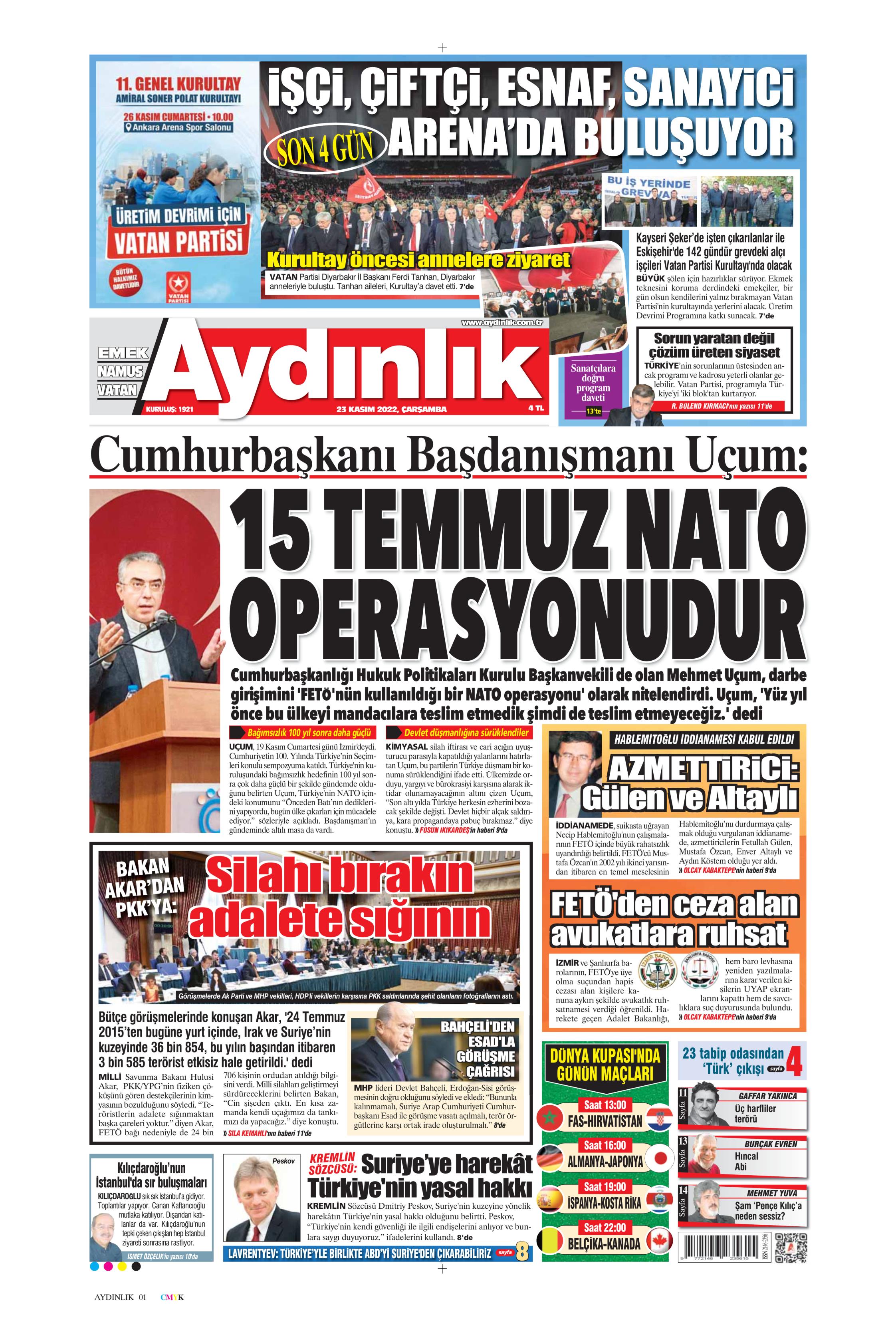 Ayd Nl K Gazetesi Kas M Ar Amba G N Man Eti