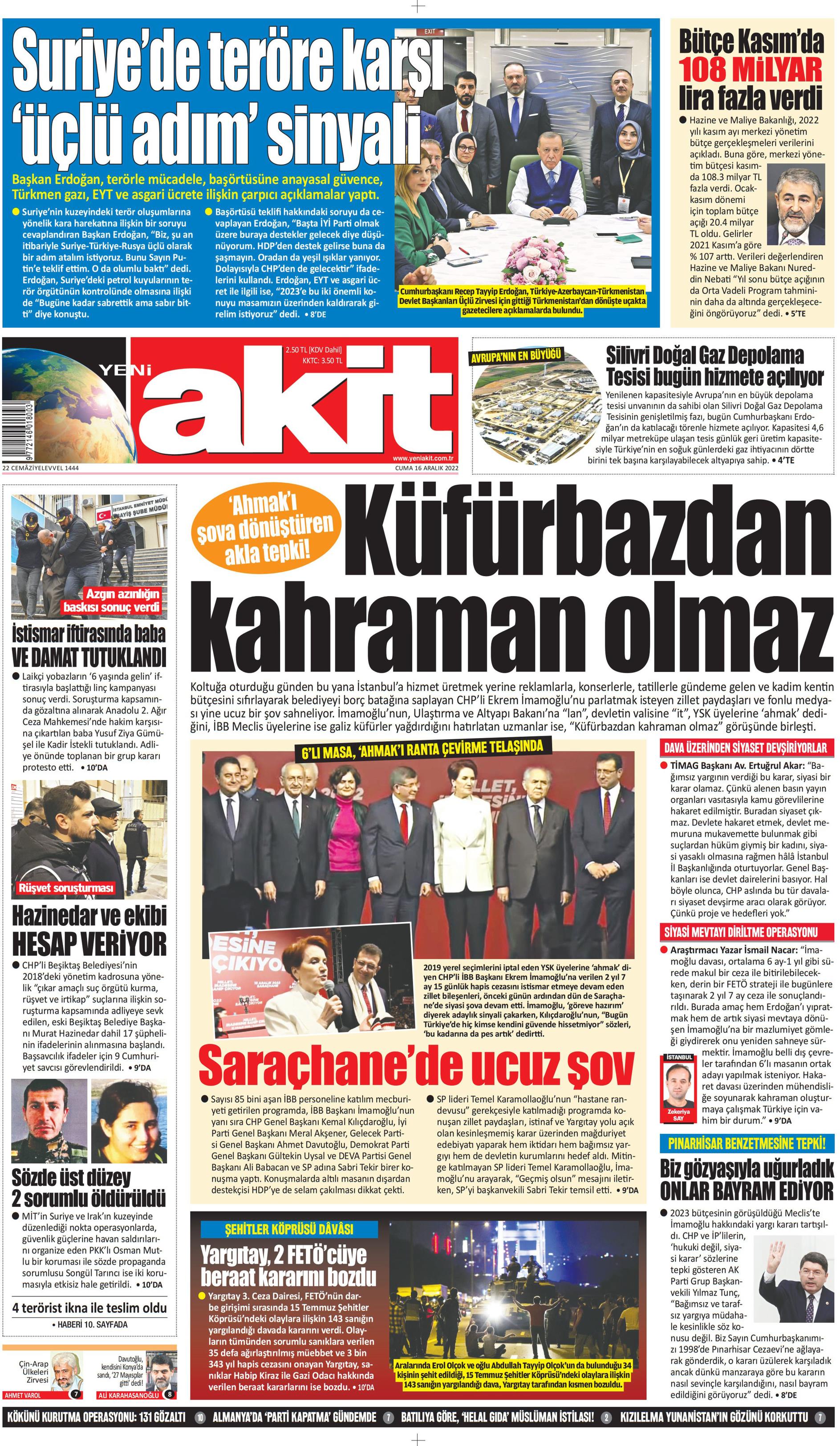 Yeni Akit Gazetesi Aral K Cuma G N Man Eti