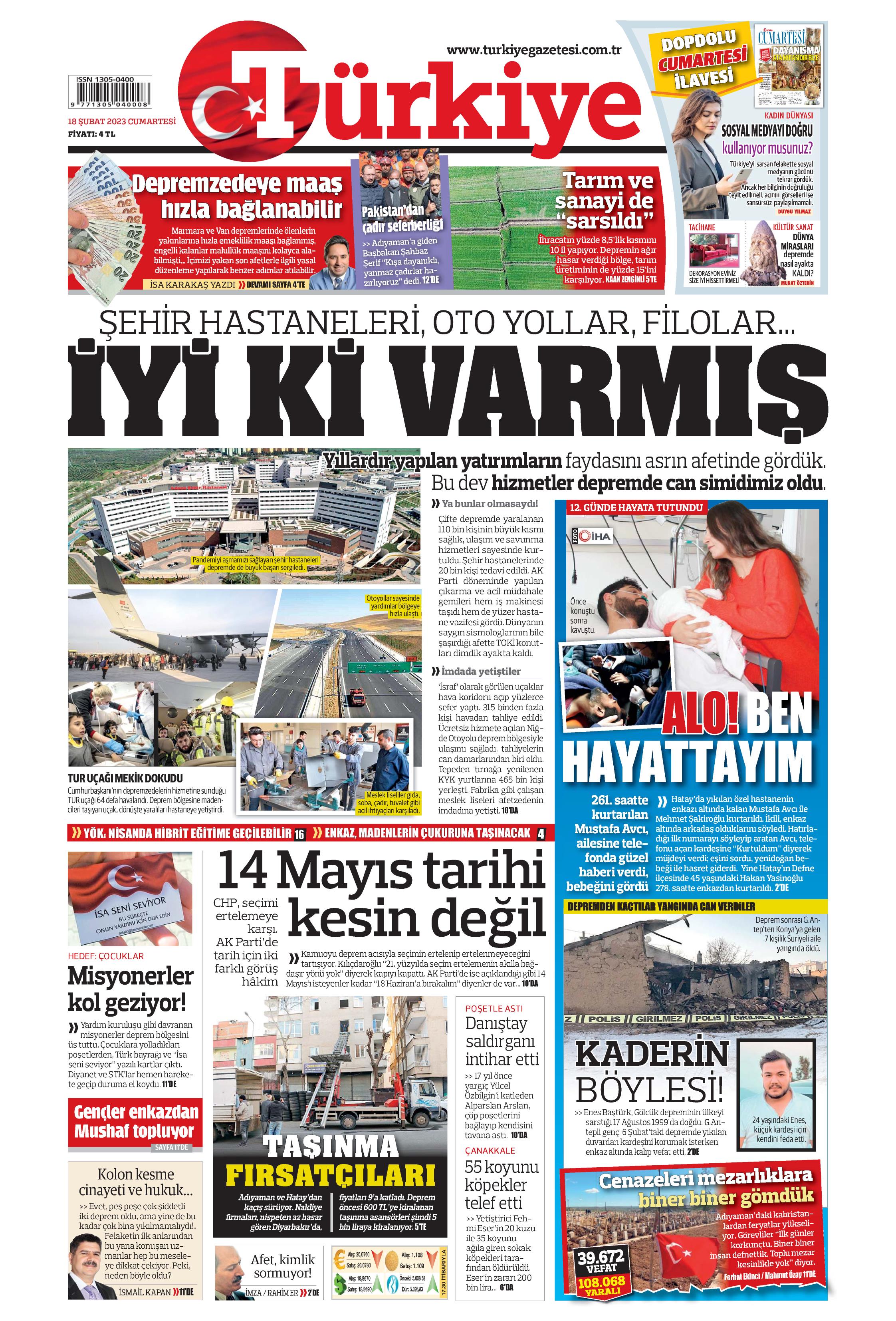 T Rkiye Gazetesi Ubat Cumartesi G N Man Eti