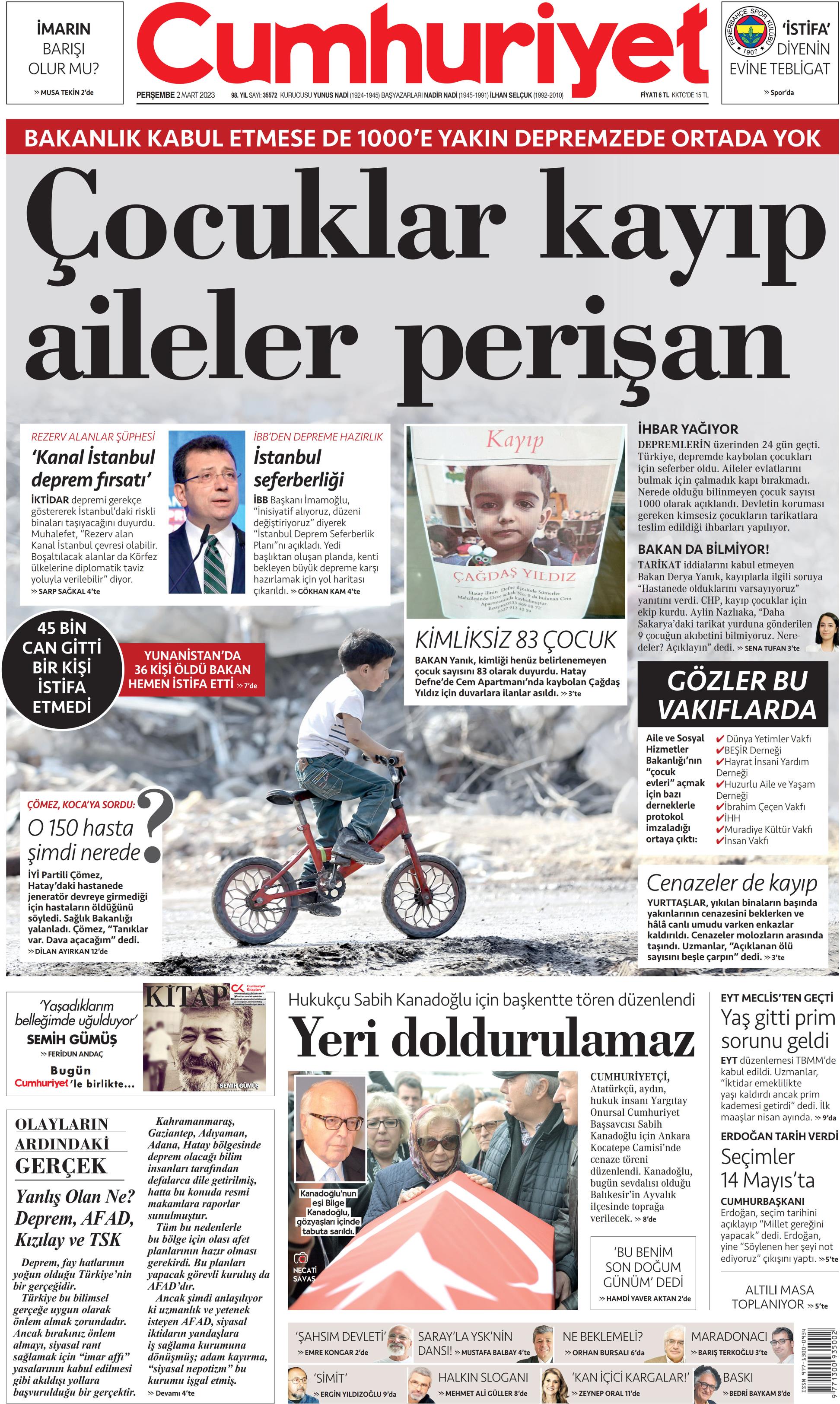 Cumhuriyet Gazetesi Mart Per Embe G N Man Eti