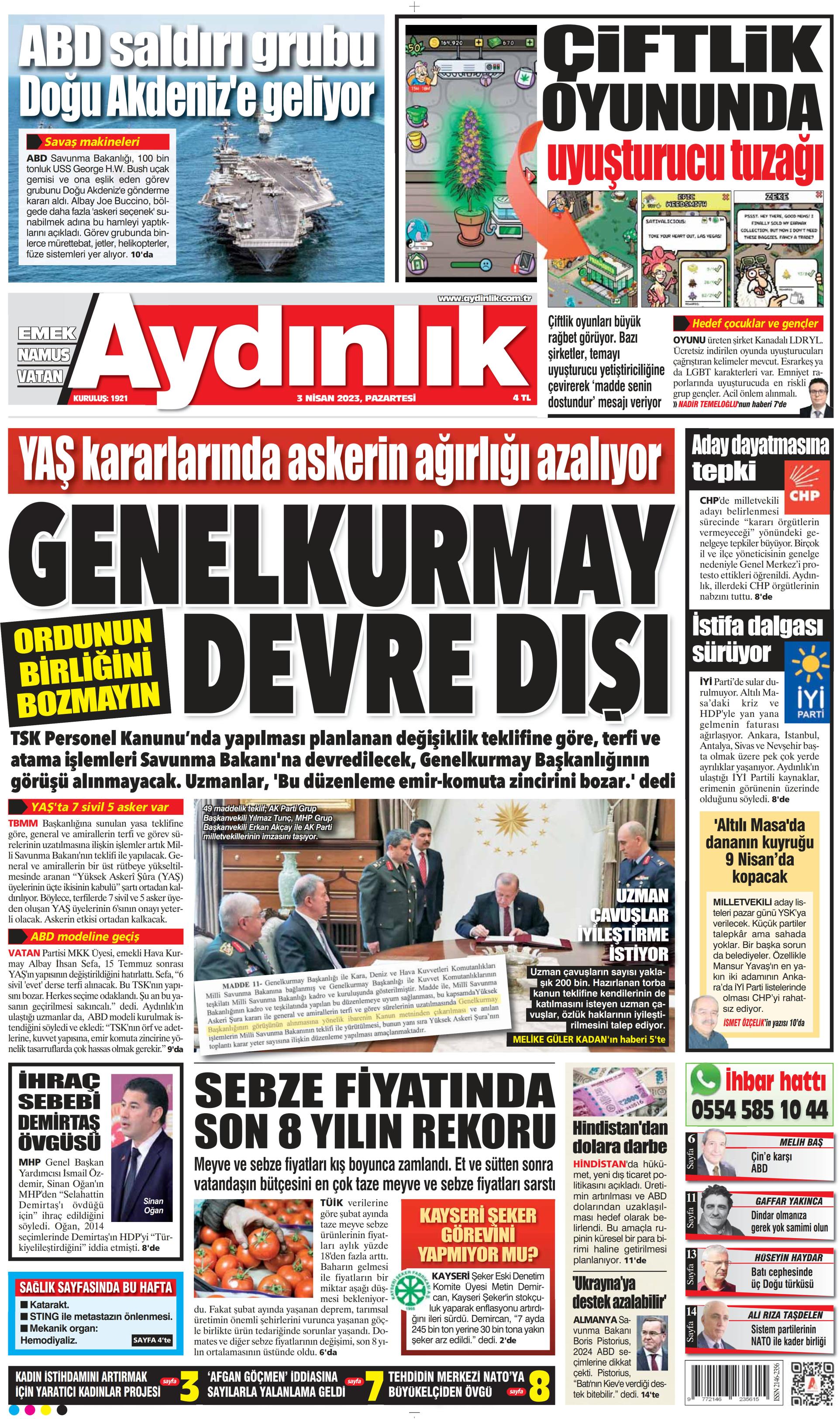 Ayd Nl K Gazetesi Nisan Pazartesi G N Man Eti