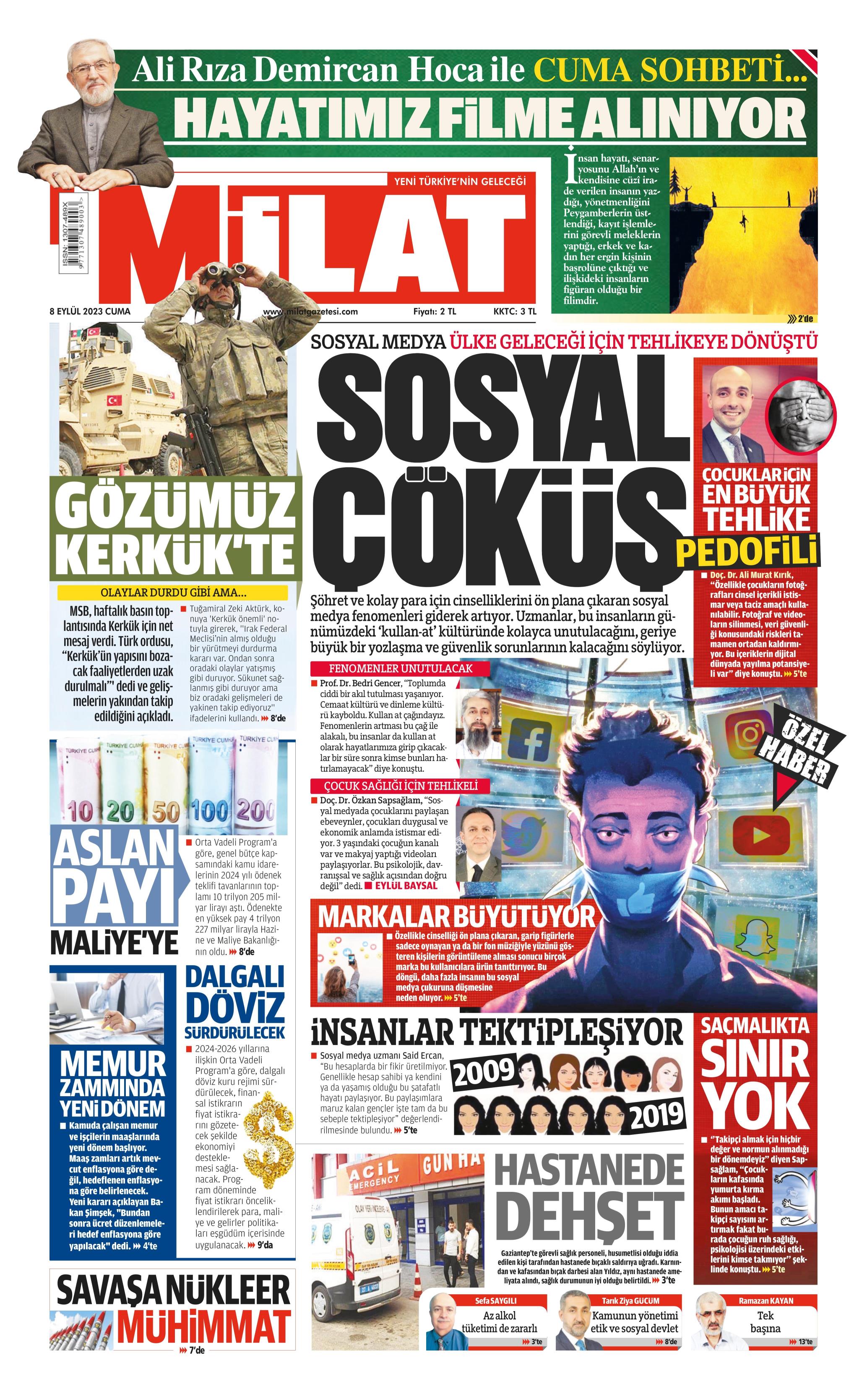 Milat Gazetesi Eyl L Cuma G N Man Eti