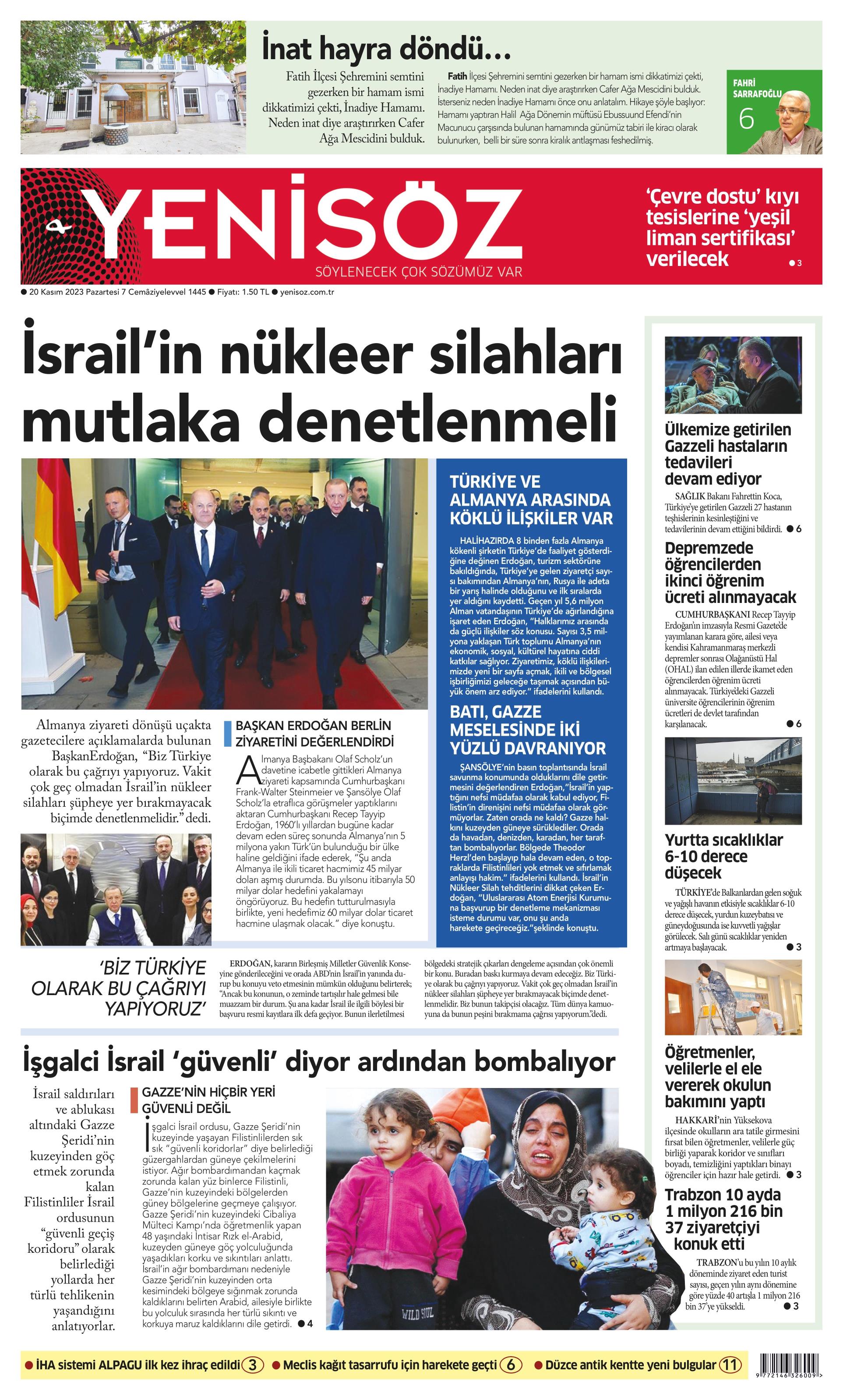 Yeni S Z Gazetesi Kas M Pazartesi G N Man Eti