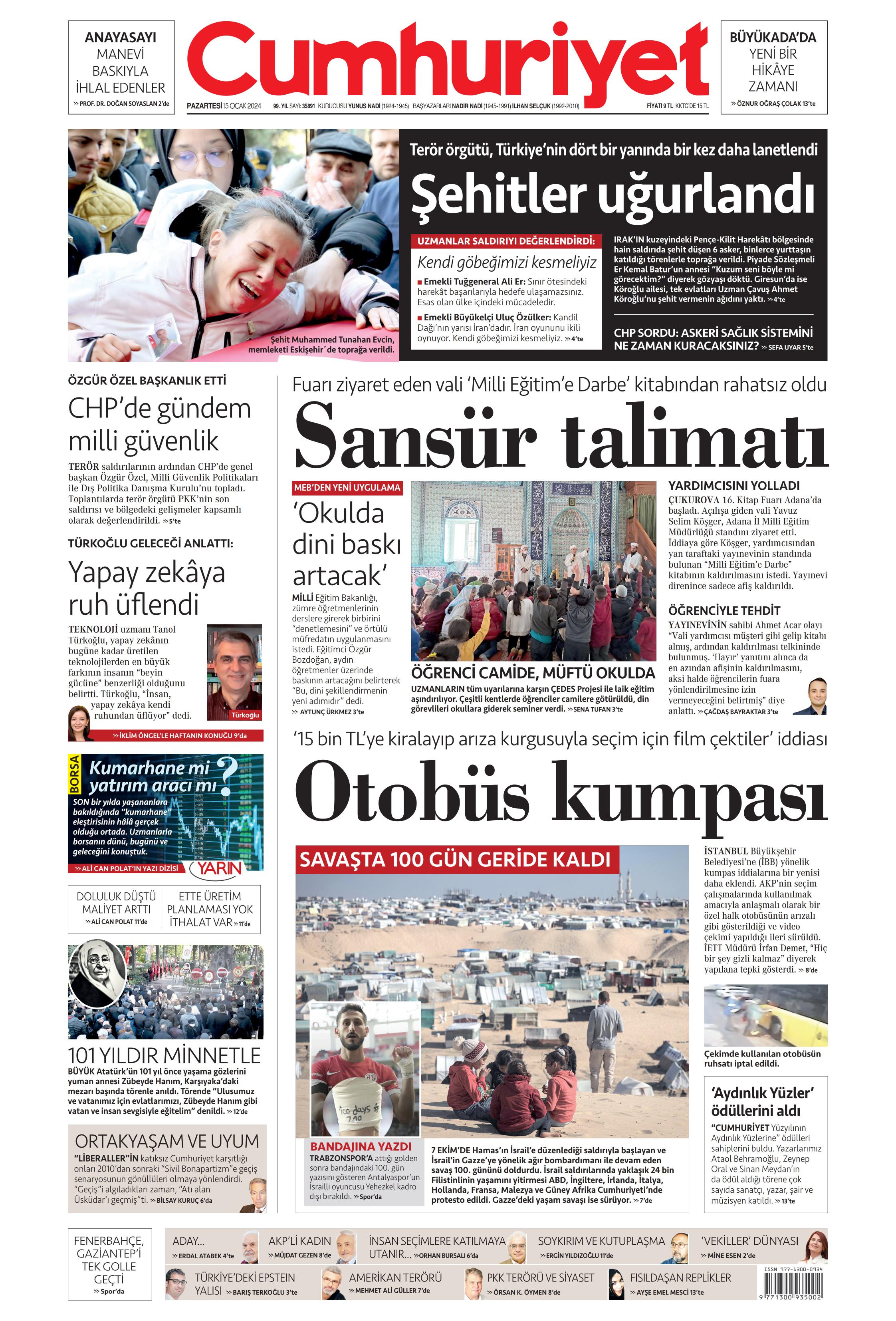 Cumhuriyet Gazetesi Ocak Pazartesi G N Man Eti