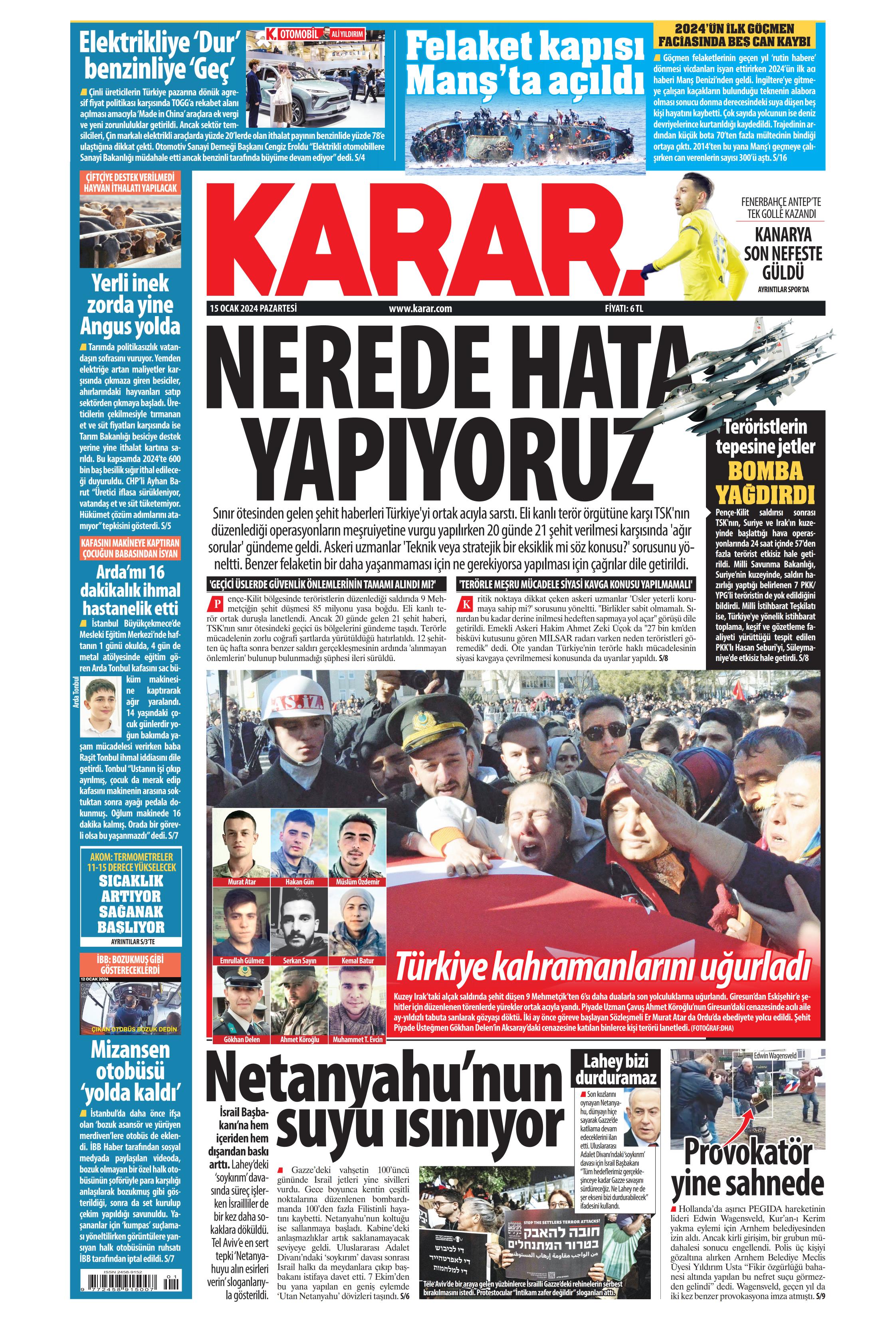 Karar Gazetesi Ocak Pazartesi G N Man Eti