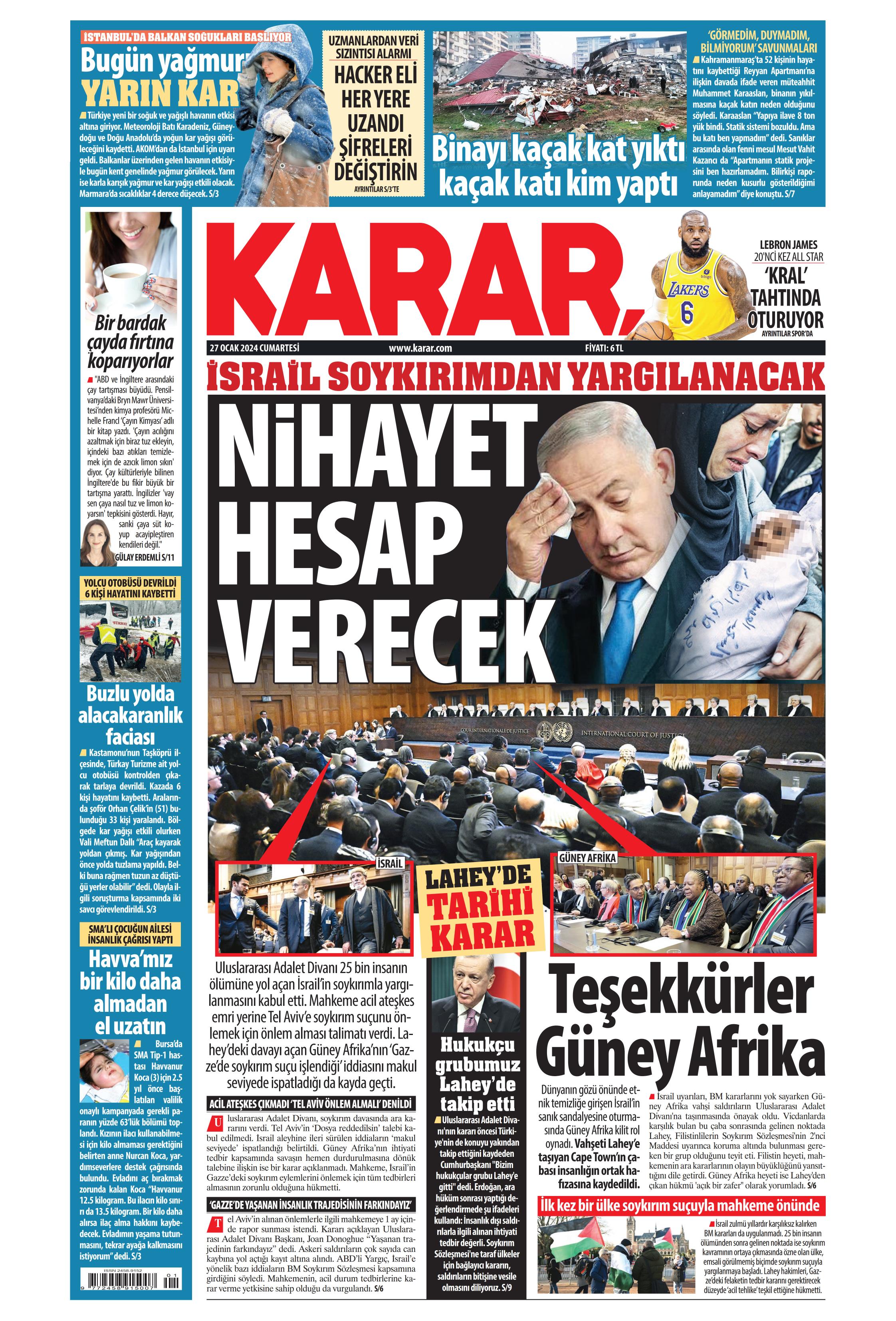 Karar Gazetesi Ocak Cumartesi G N Man Eti