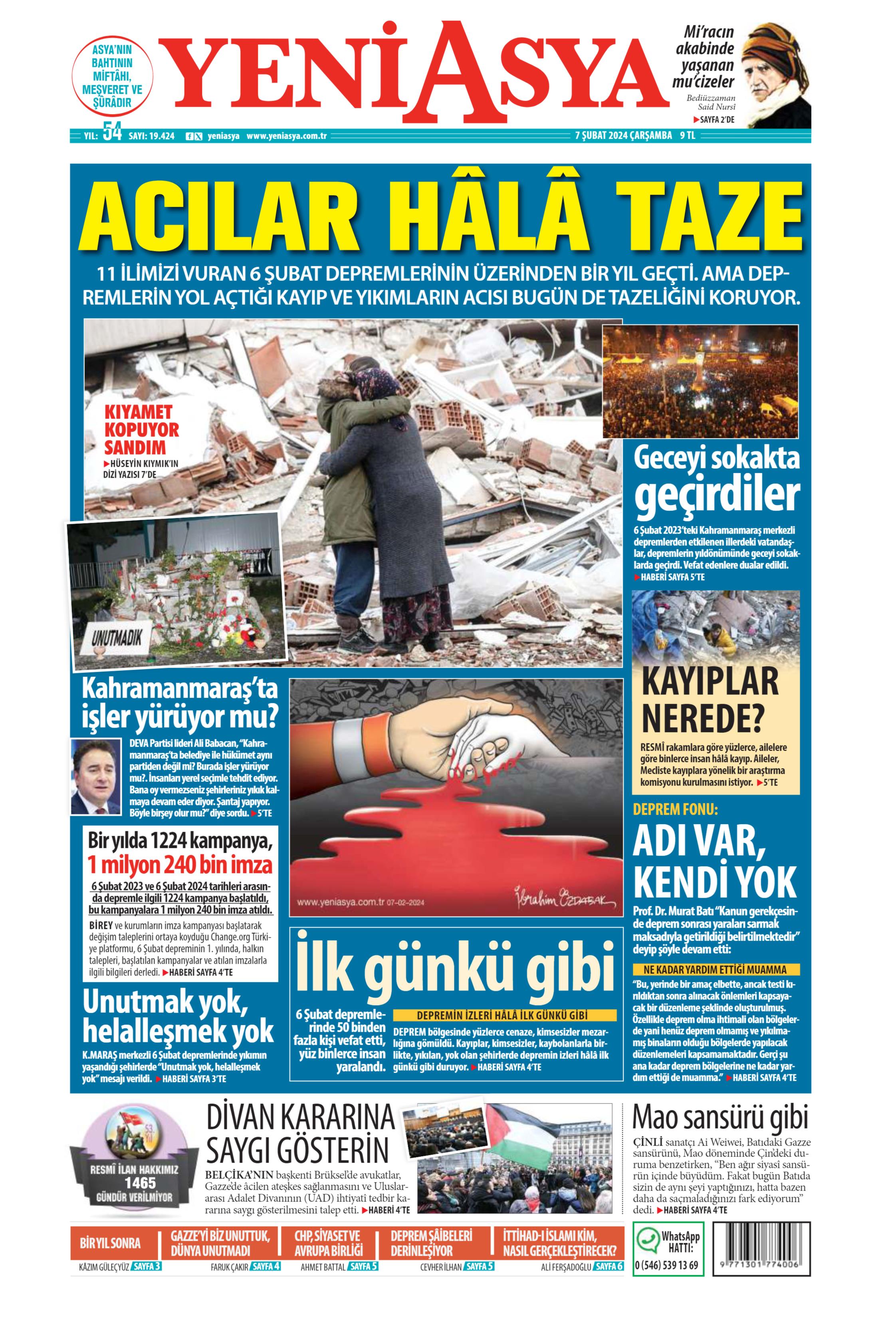 Yeni Asya Gazetesi Ubat Ar Amba G N Man Eti