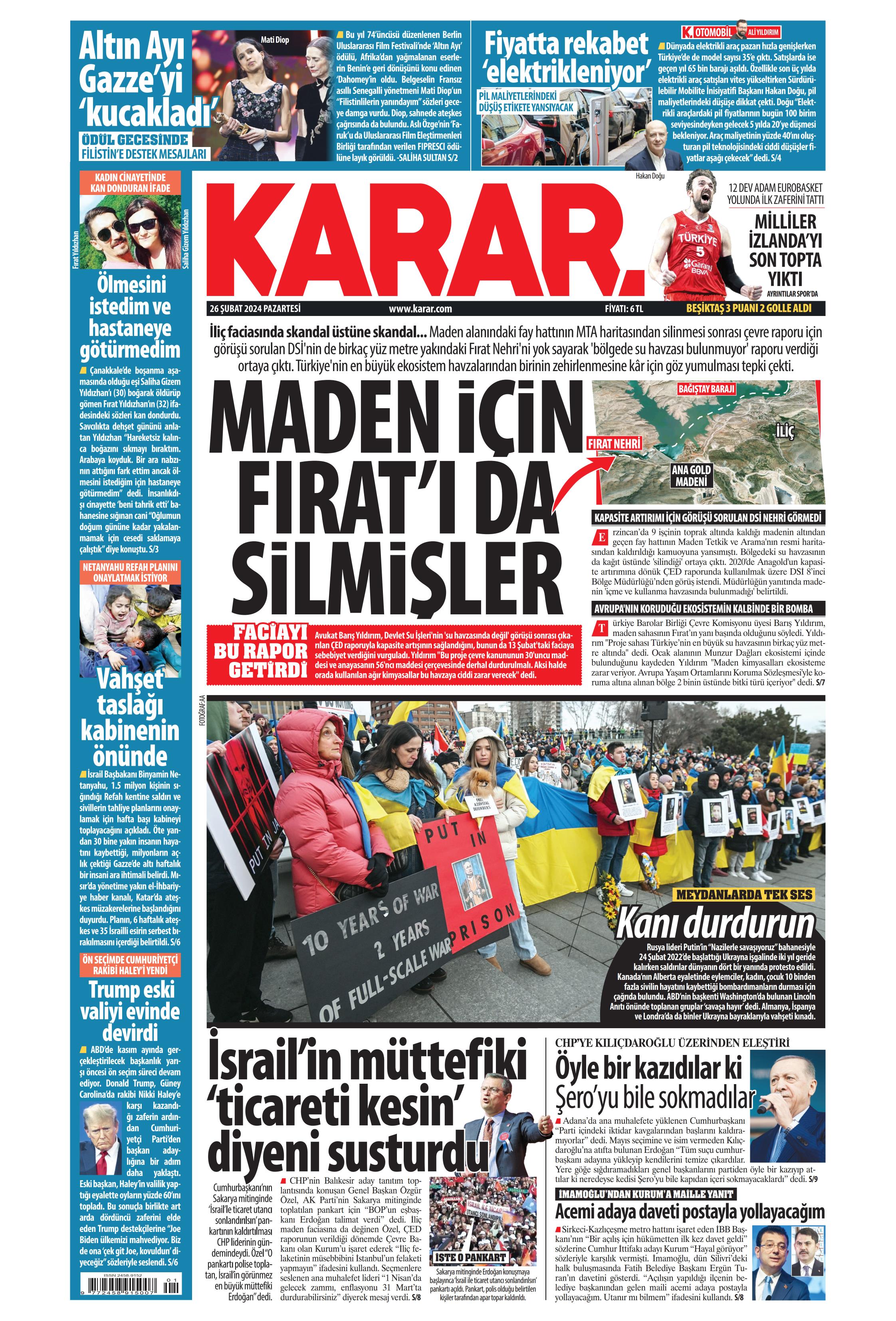 Karar Gazetesi Ubat Pazartesi G N Man Eti