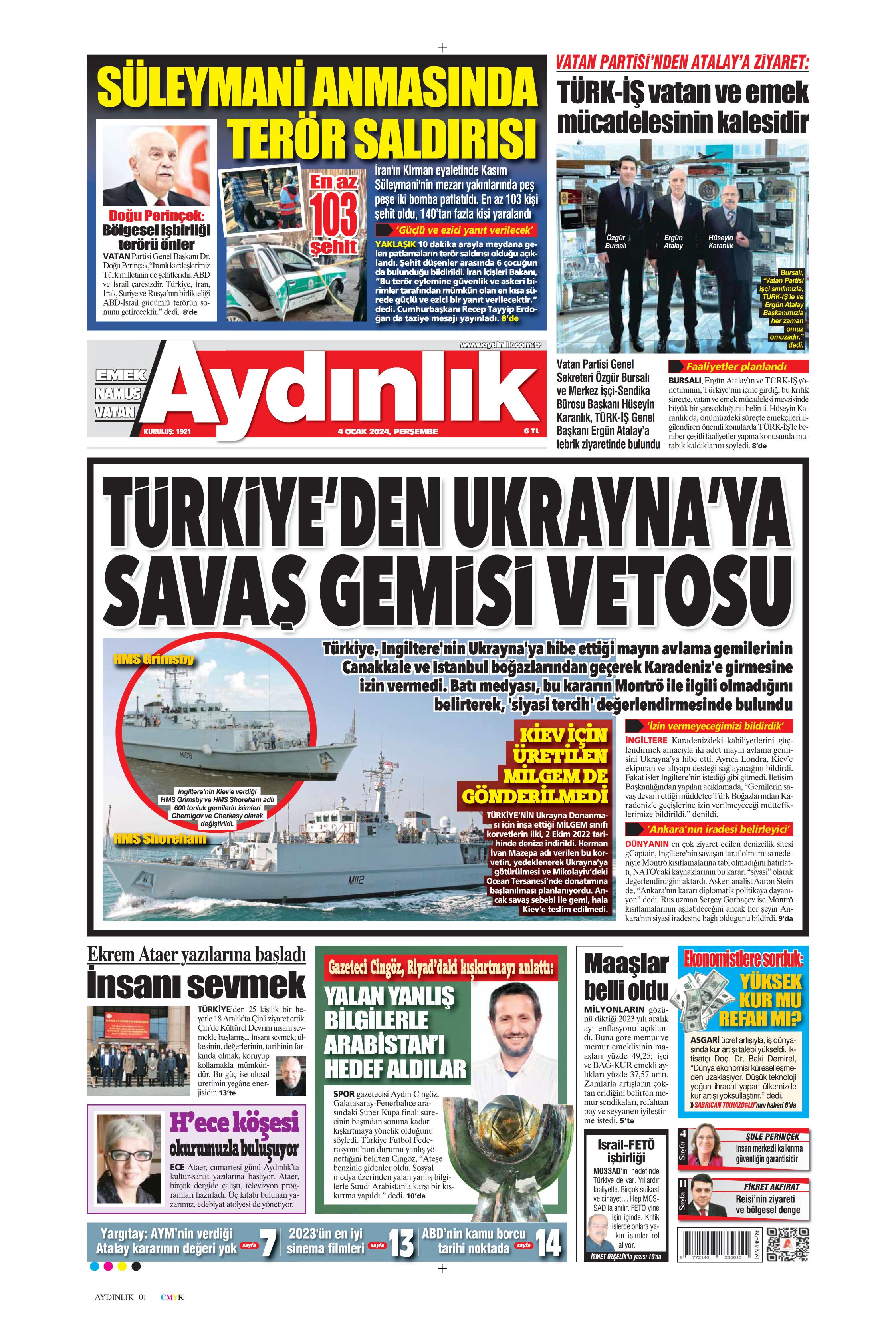 Ayd Nl K Gazetesi 4 Ocak 2024 Per Embe G N Man Eti   3d17516e 6f84 44fc 83b9 9702e4e83bf3 