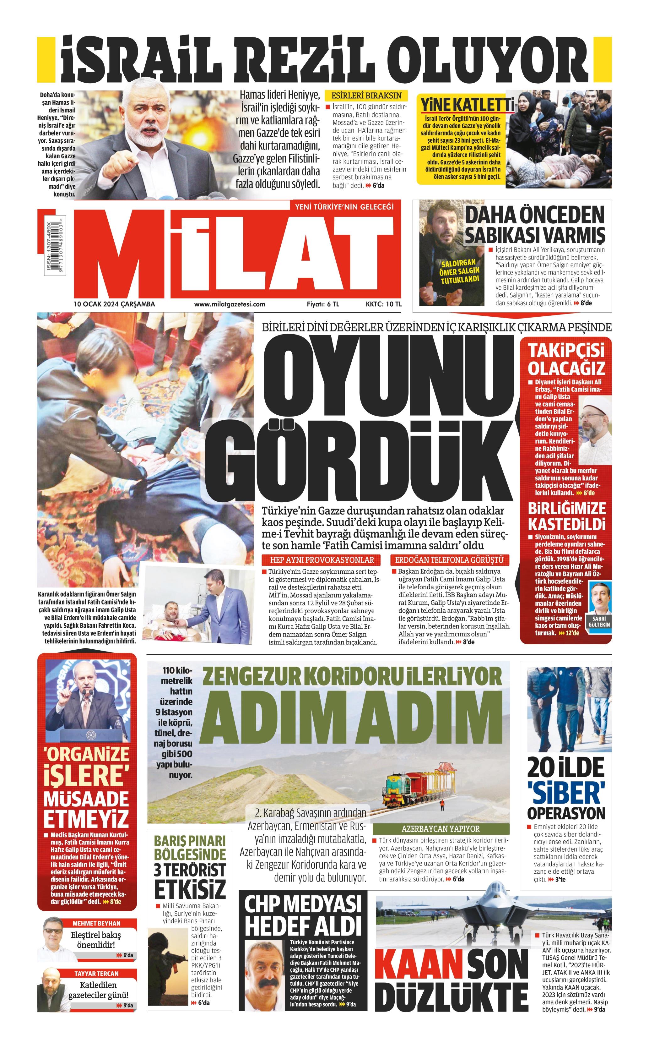 Milat Gazetesi 10 Ocak 2024 Ar Amba G N Man Eti   3eb609c3 Bae2 40c8 Be8e 01c35cc6f6a1 