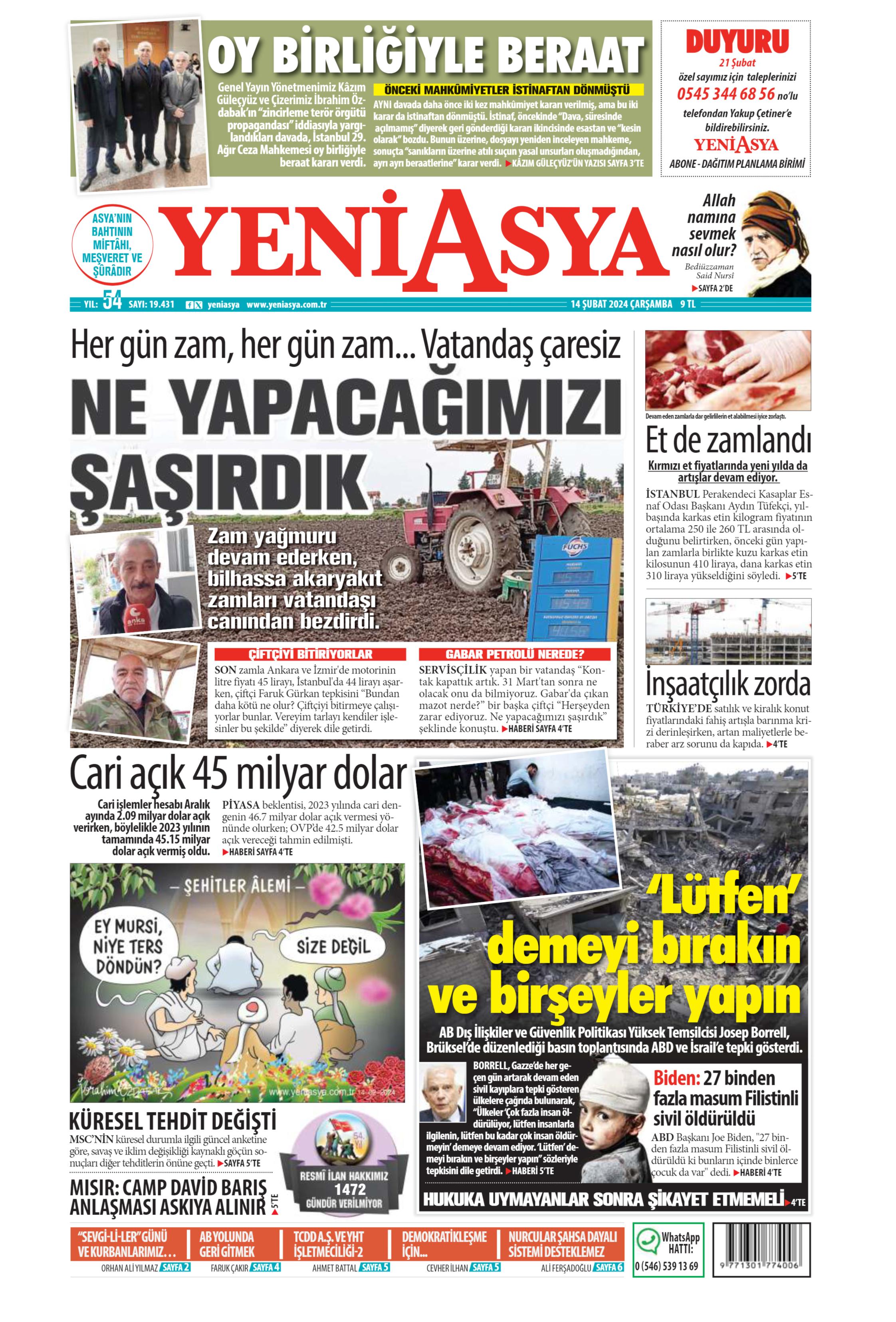 Yeni Asya Gazetesi 14 Ubat 2024 Ar Amba G N Man Eti   59e184fa A8a3 4698 9e06 1bbcfa4b92e1 