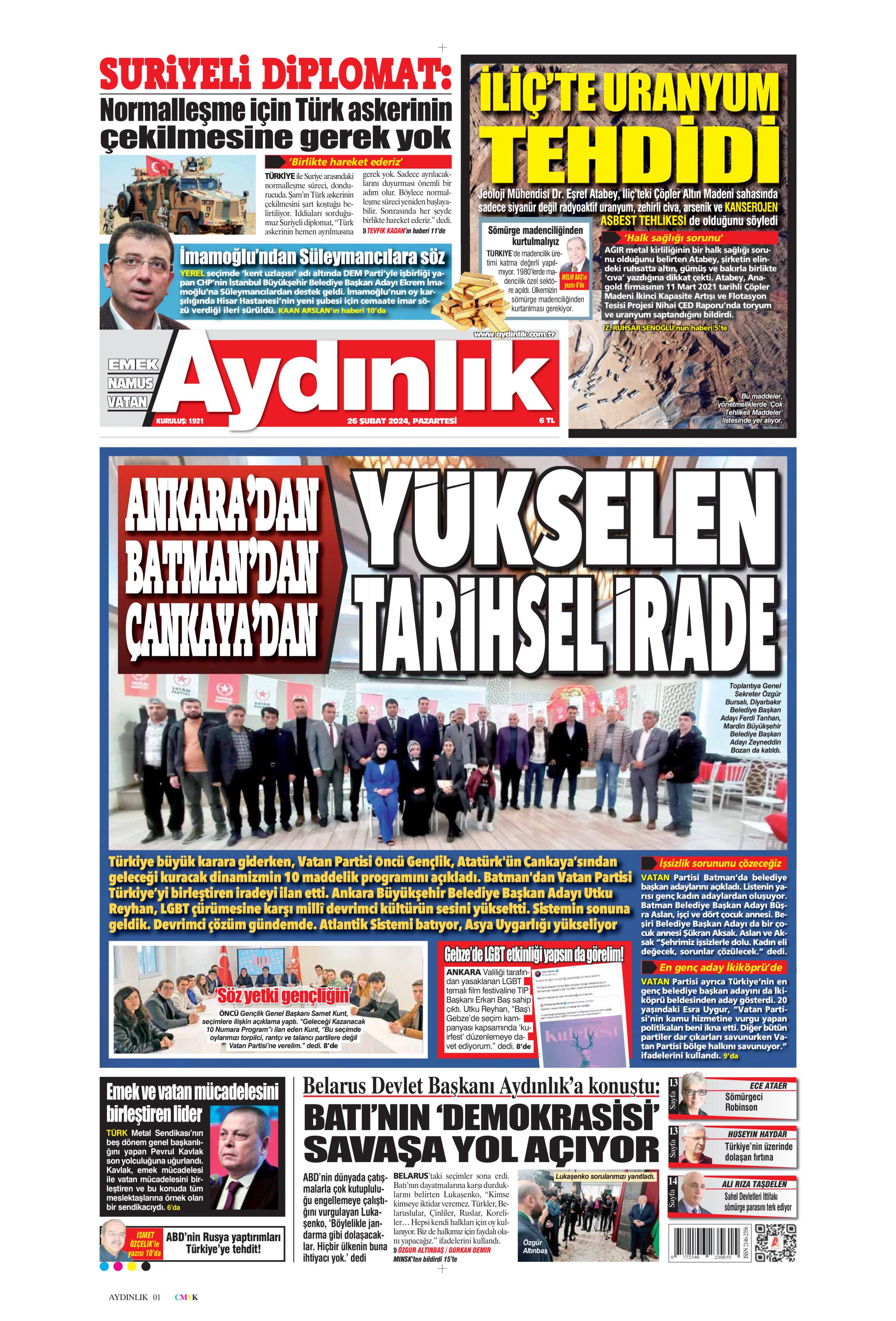 Ayd Nl K Gazetesi 26 Ubat 2024 Pazartesi G N Man Eti   6b98a877 7bb4 4882 Af1a 0652be603e0b 